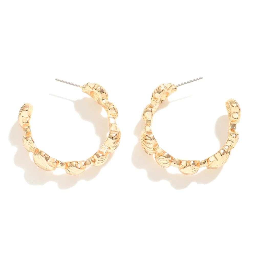 Gold Seashell Hoop Earrings