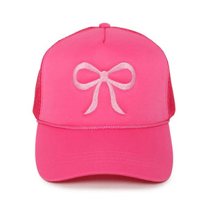 Embroidered Bow Hat (Pink)