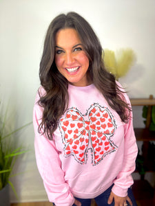 V-Day - Pink Bow & Heart Sweatshirt