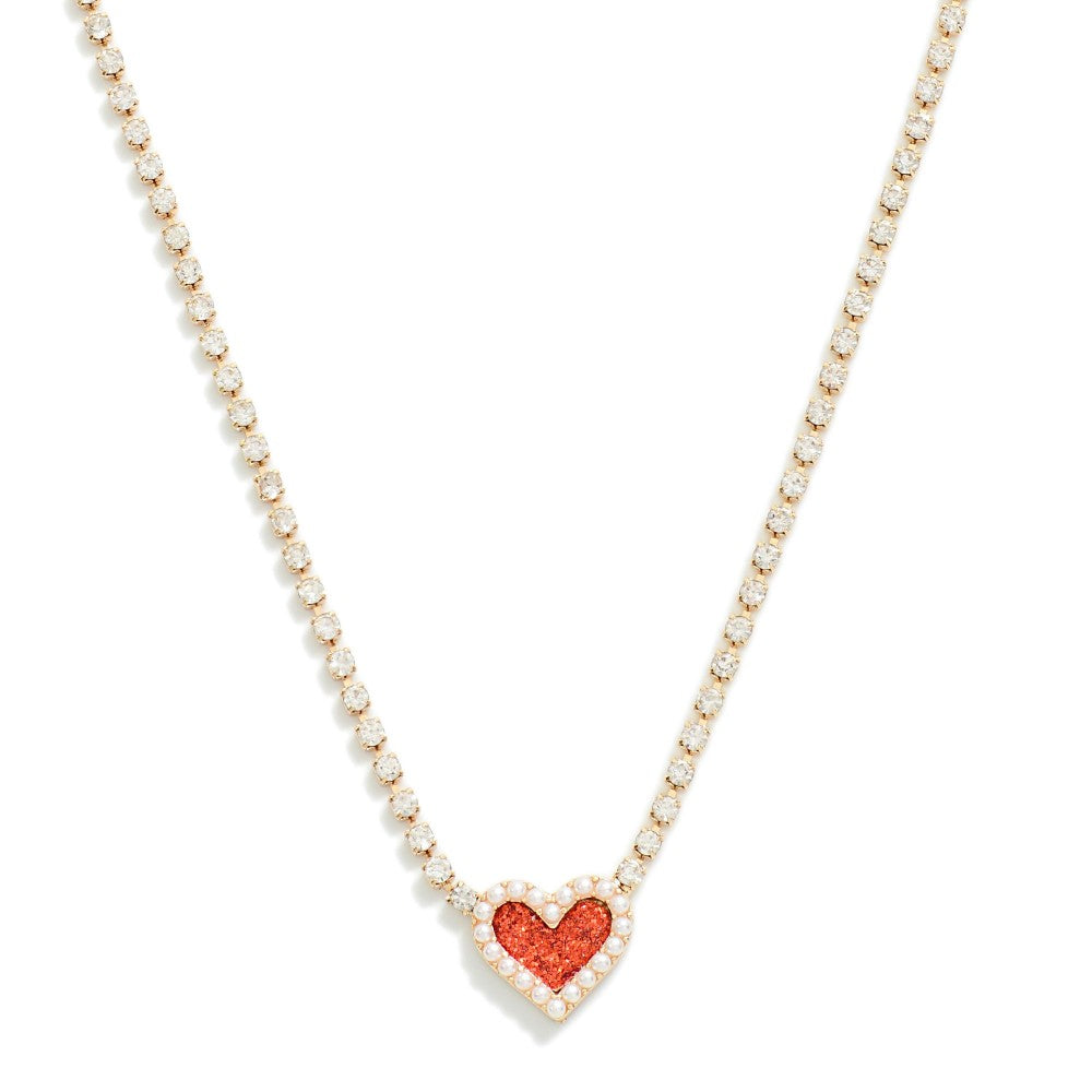 V-Day Rhinestone Heart Necklace