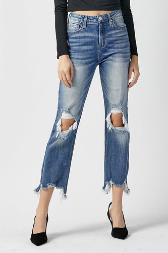 RISEN - High Rise Straight Crop Jeans