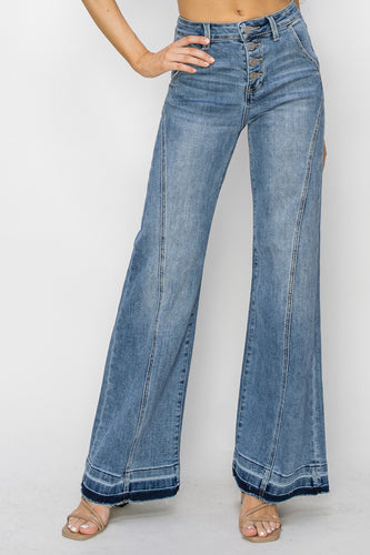 RISEN - Button Down Front Seam Jeans