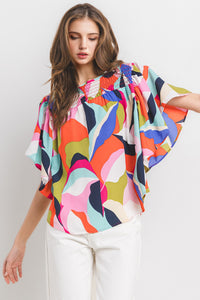 Multicolor Smocked Blouse