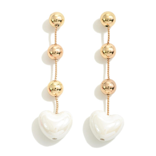 V-Day Pearl Drop Heart Earrings