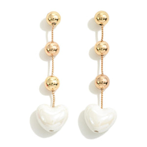 V-Day Pearl Drop Heart Earrings