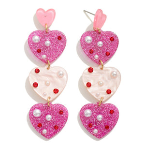 V-Day Glitter Drop Earrings