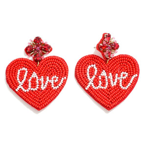 V-Day Beaded Love Earrings