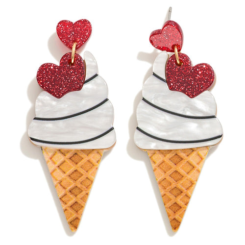 V-Day Ice Cream Cone Earrings