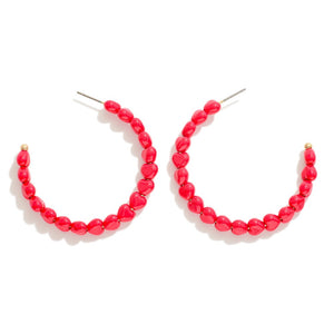 V-Day Beaded Heart Hoop Earrings