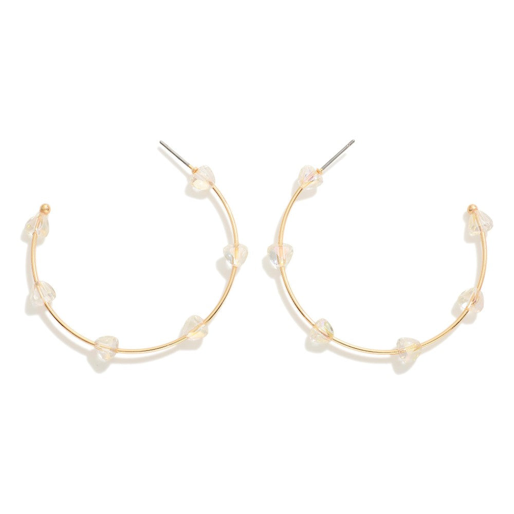 V-Day Clear Dainty Heart Hoops