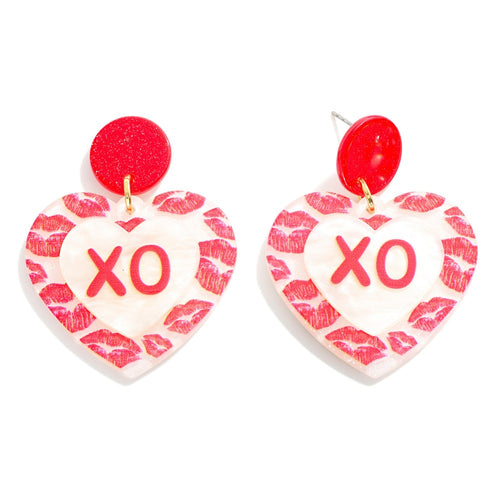 V-Day XO Glitter Earrings