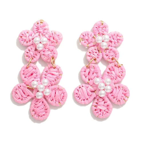 Woven Petals Earrings (Pink)