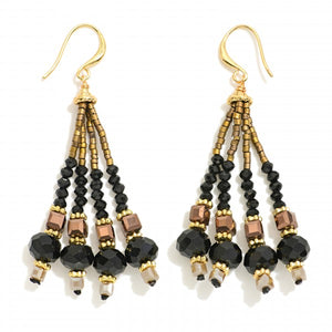 Black & Bronze Drop Tassel Earrings