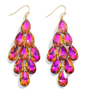 Glass Crystal Earrings (Pink)