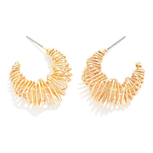 Metal Angled Helix Spiral Earrings (Gold)