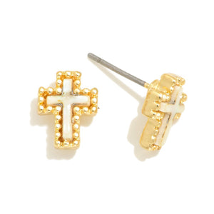 Pear Cross Studs