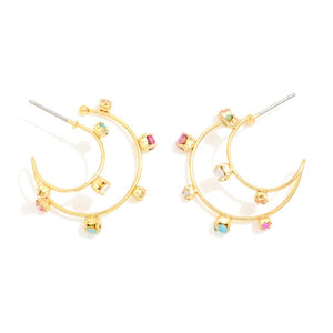 Rhinestone Moon Earrings