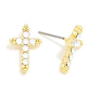 Rhinestone Cross Stud Earrings