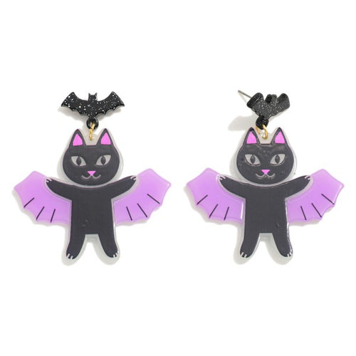 Cat Bat Drop Earrings