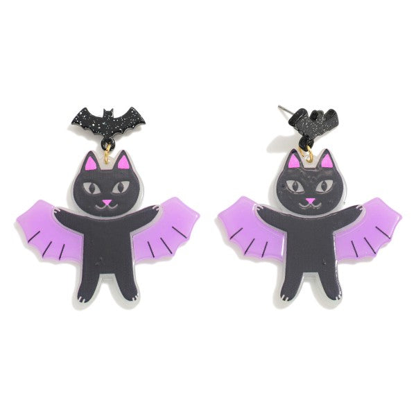 Cat Bat Drop Earrings