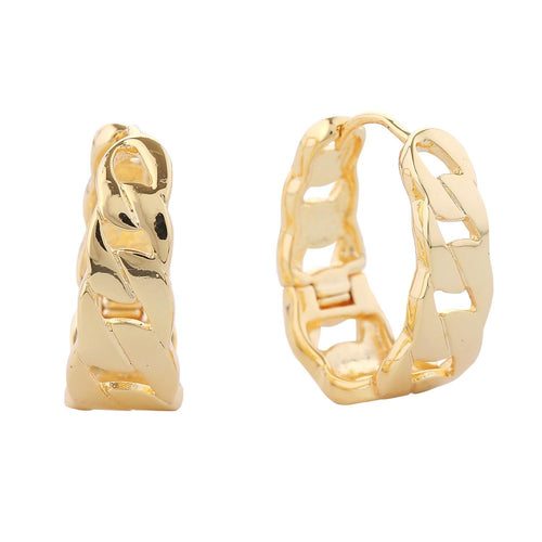 Link Hinge Oval Hoop Earrings (Gold)