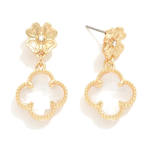 Flower Clover Clear Earrings