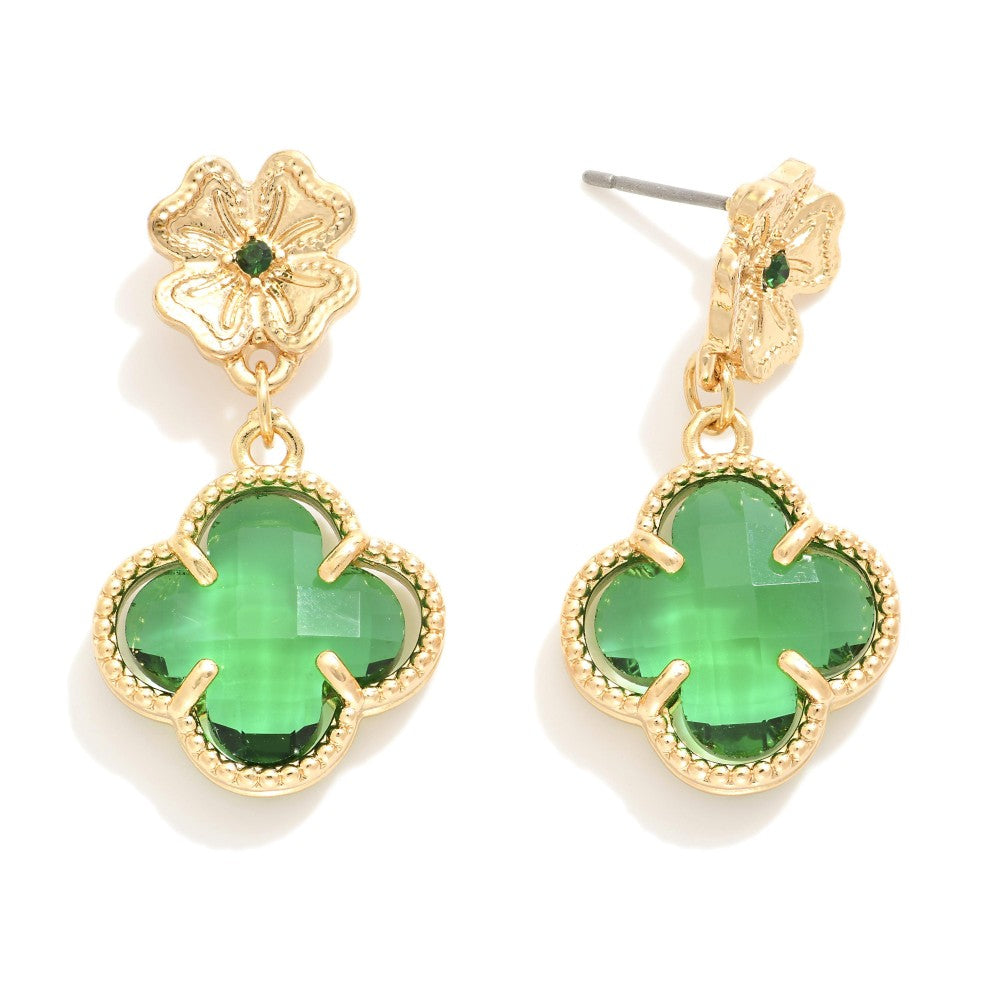 Flower Clover Green Earrings