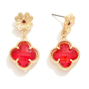 Flower Clover Red Earrings