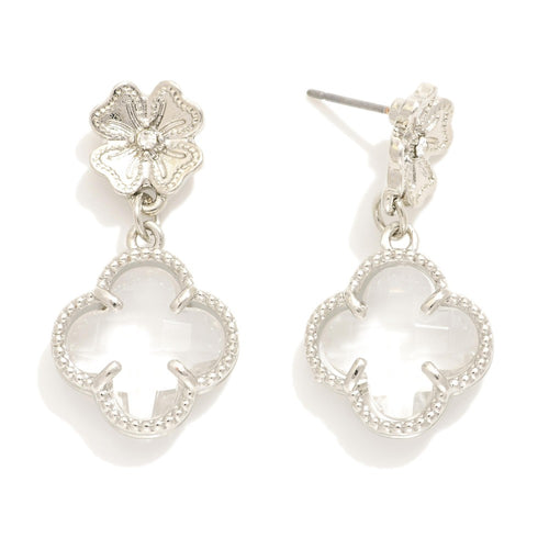 Flower Clover Silver Earrings