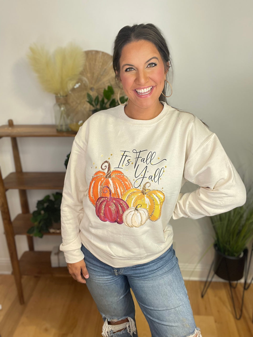 It's Fall Y'all Glitter Pumpkin Sweatshirt