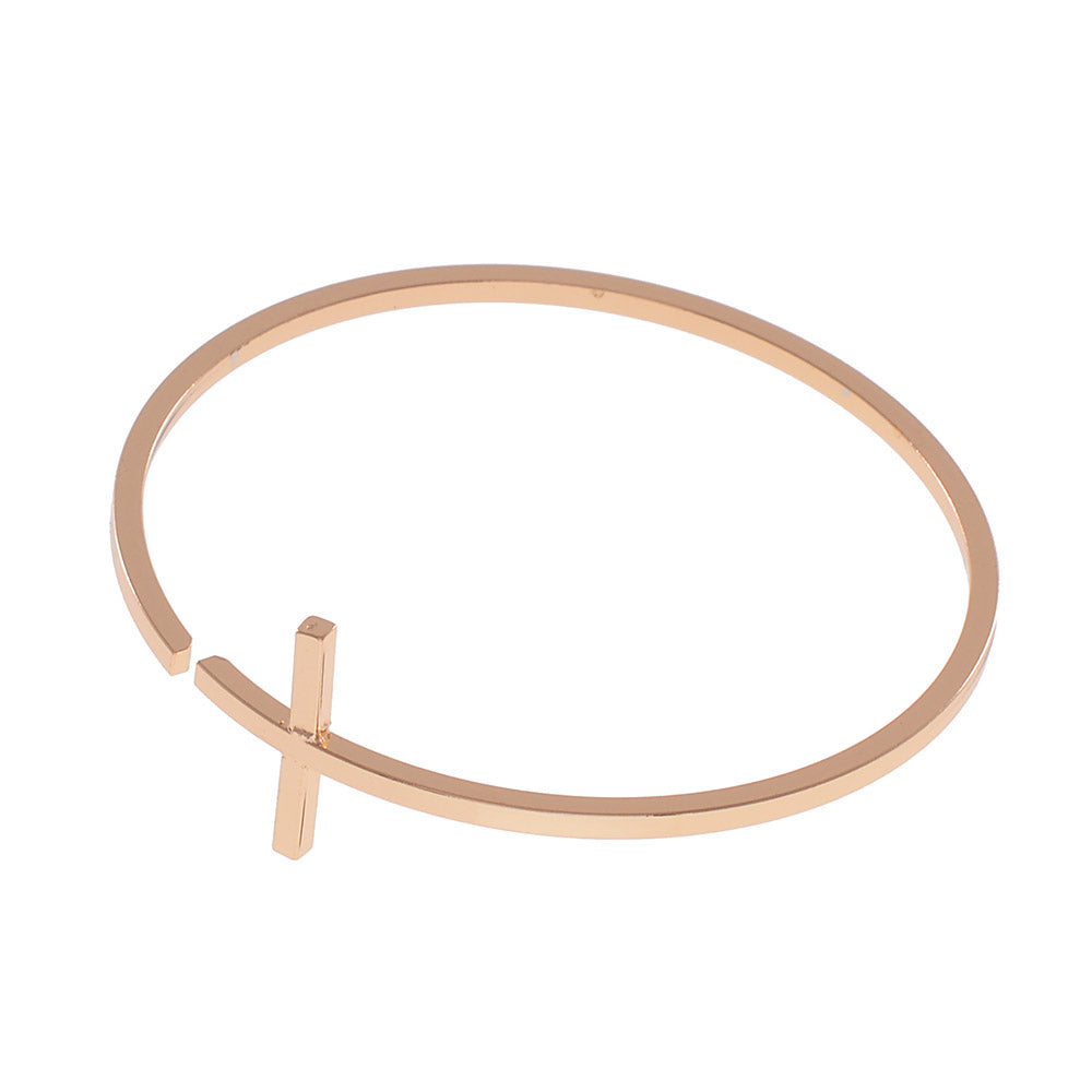 Open Bangle Cross Bracelet