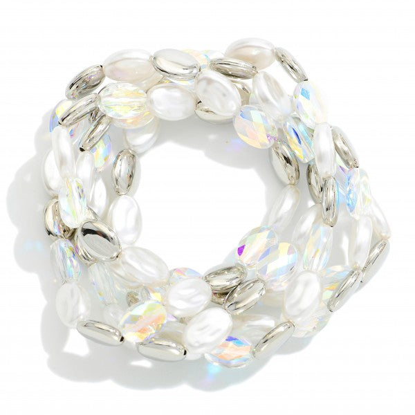 Oval Stone Bracelet (Silver)