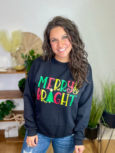 Merry & Bright Black Sweatshirt