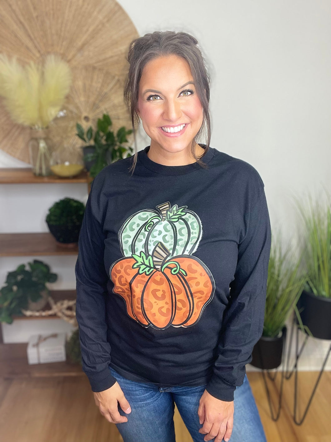 Black Leo Pumpkin Long Sleeve Tee