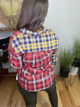 Load image into Gallery viewer, Two Faced Plaid Button Top