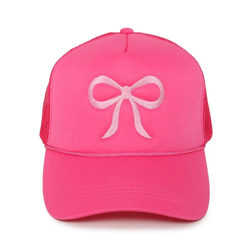 Embroidered Bow Hat (Pink)