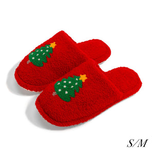 Christmas Tree Red Slippers