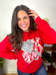 V-Day - Patterned XOXO Heart Sweatshirt