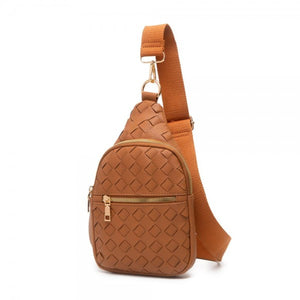 Basket Weave Sling Bag (Brown)