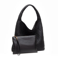 Load image into Gallery viewer, Basket Weave Tote Bag (Black)