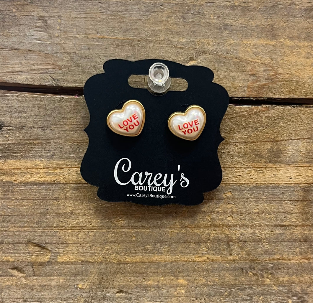 Valentine's Day - Love You Pearl Stud Earrings