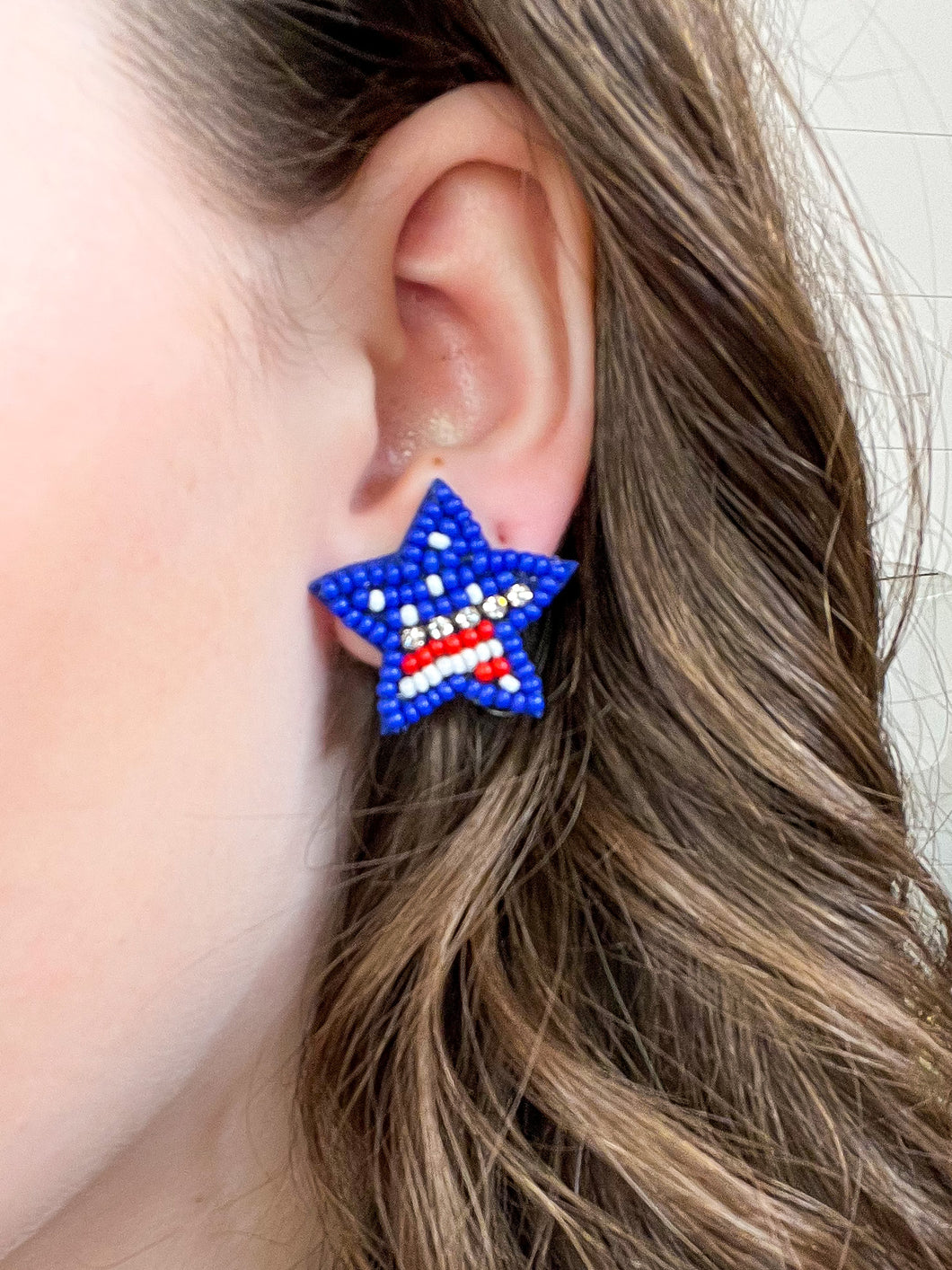 USA Star Bead Earrings