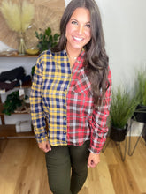 Load image into Gallery viewer, Two Faced Plaid Button Top