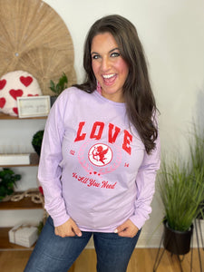Valentine's Day - Cupid Love Purple Long Sleeve Shirt