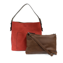 Load image into Gallery viewer, JOY - Faux Linen Hobo Coffee Handle Handbag (Red)