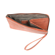 Load image into Gallery viewer, JOY Tina Python Zip Around Wristlet