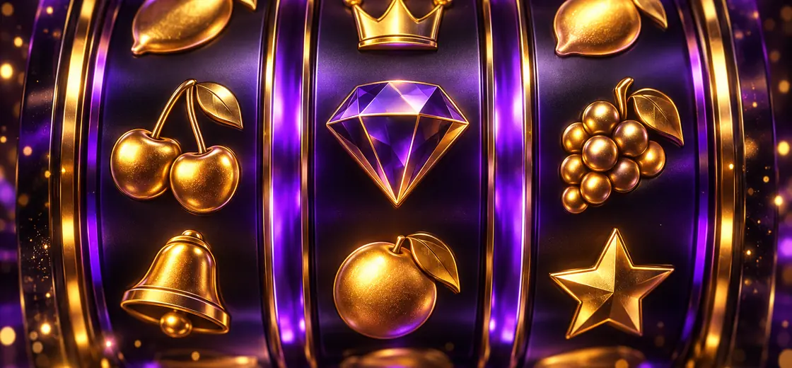 Casinomhub slot makinesi makaraları altın ve mor ışıkta